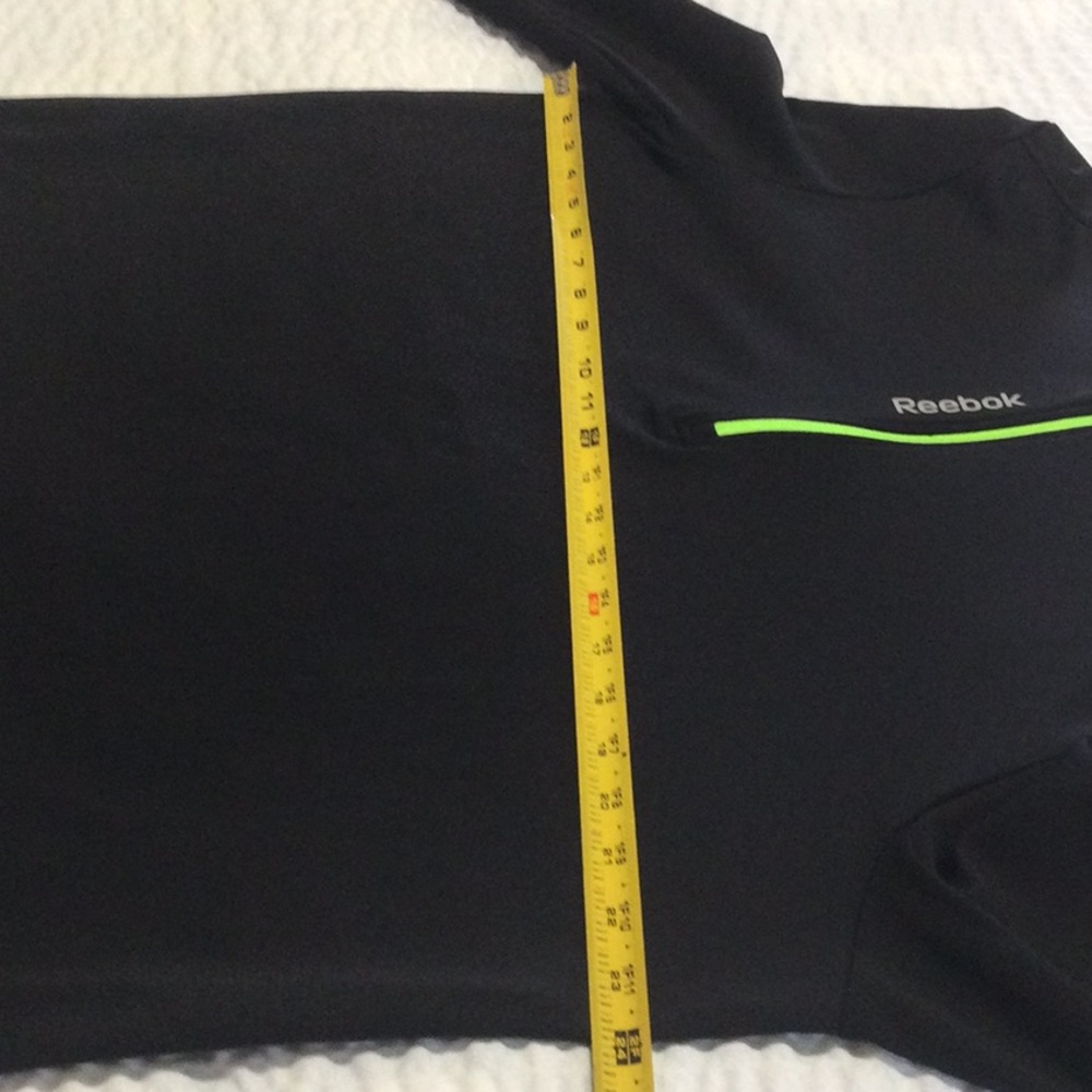 EUC Mens Reebok XL Black/ Green Play Dry Hal Zip Long Sleeve Shirt - Picture 9 of 12